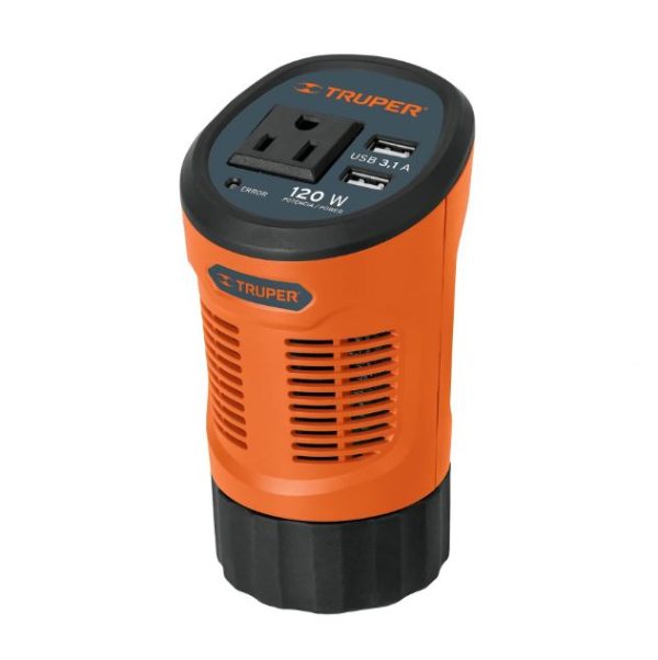 INVERSOR DE CORRIENTE 120W TIPO VASO USB REF. 15725 TRUPER