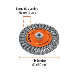 Grata Circular Alambre Trenzado 6" Eje 5/8Truper Ref. 11597